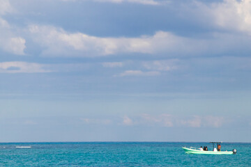 Tropical Caribbean beach clear turquoise water Playa del Carmen Mexico.