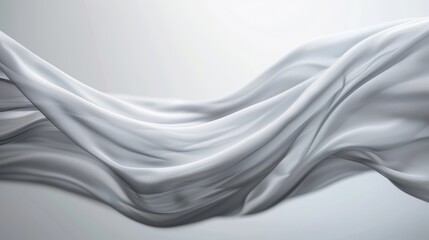  A white fabric flutters against a gray backdrop, reflecting light beneath as it catches the wind