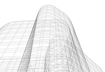 abstract buildings, architectural drawing 3d