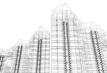 Fototapeta premium abstract buildings, architectural drawing 3d