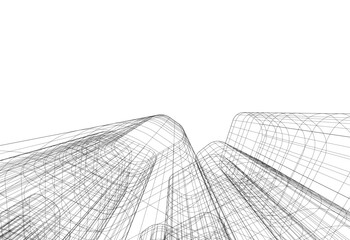 abstract buildings, architectural drawing 3d