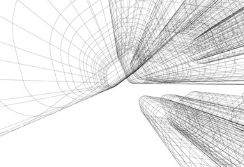 abstract buildings, architectural drawing 3d