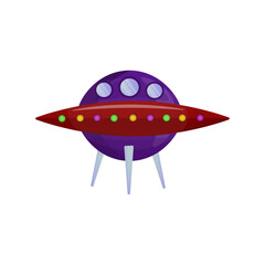 New Year's flying saucer on a white background.vector illustration