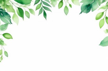 Watercolor border frame with eucalyptus twigs isolated on white background.