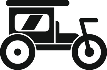 Old motor car with three wheels presenting a simple design icon