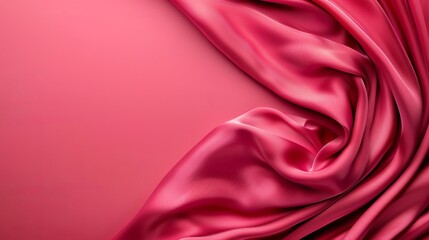 Fototapeta premium A close-up of a pink background with a satin drape centrally positioned Another image features only a pink background, but still with a satin drape in the center