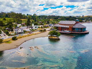 aerial view of Frutillar, Lagos region, Chile