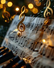 Musical notes float away from a motionless sheet of music in a mesmerizing display