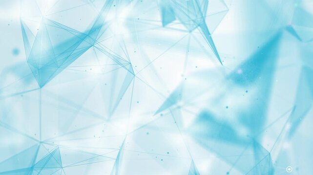 Abstract polygonal white background with connecting dots and lines. Science and technology loop animation. Blue plexus style.