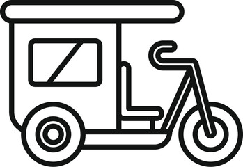Simple line icon of a cycle rickshaw, a traditional form of human powered transport still popular in parts of asia