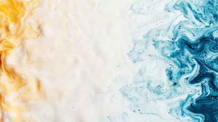 Naklejka premium A blend of blue, yellow, and white swirls against a backdrop of white, blue, yellow, and white