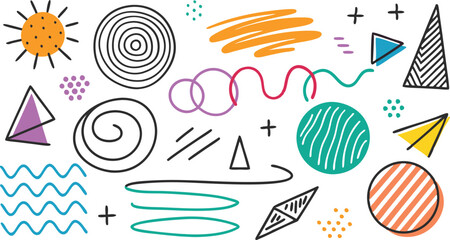 set of scribble doodle vector