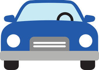 Blue car front view Vehicle icon illustration.