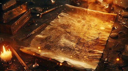 An ancient manuscript being decoded, symbols transforming into letters