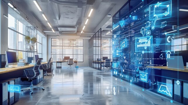 the concept of document management in a modern office setting, showcasing seamless integration of digital technologies for efficient workflow and collaboration.