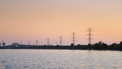 Obraz premium sunset over the river
