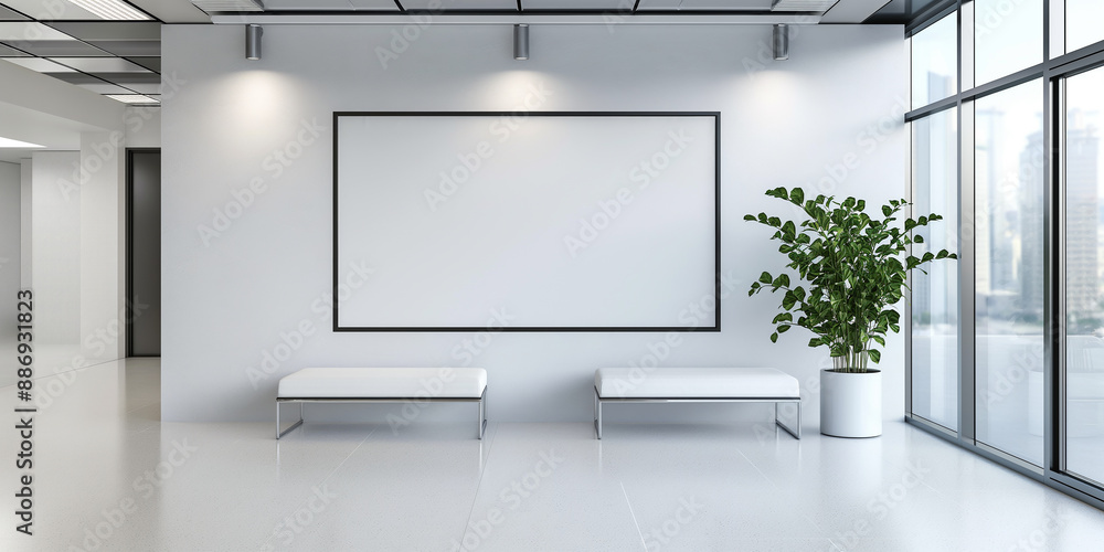 Poster minimalist art gallery with a blank frame for your graphic design project
