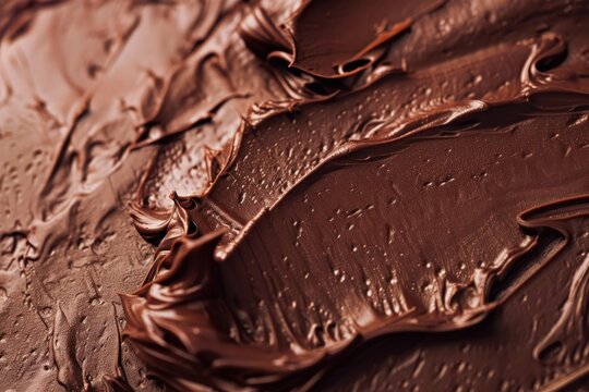 Creamy chocolate blurs as background texture with focused blur. Including space for text or designing. Close-up image with copy space to insert message or graphic
