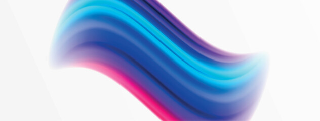 Rainbow color silk blurred wavy line background on white, luxuriously vibrant visually captivating backdrop. Stunning blend of colors reminiscent of rainbow, silky and gracefully blurred wavy pattern