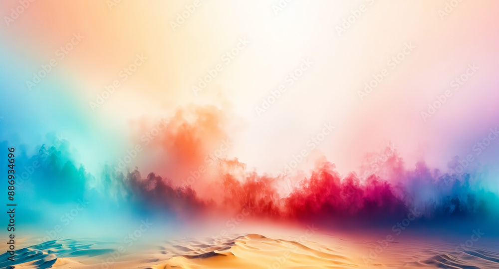 Poster Abstract Desert Landscape with Colorful Smoke