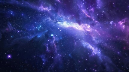 Fototapeta premium Beautiful fantasy starry night sky, blue and purple colorful, galaxy and aurora 4k wallpaper.