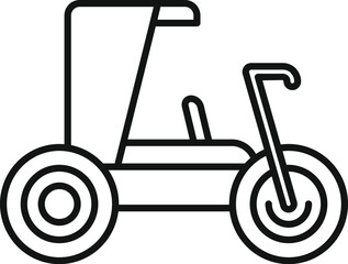 Simple line icon of a pedal go kart, perfect for representing outdoor fun and activities