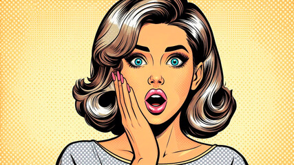Surprised woman in pop art style