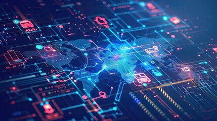 Cross-Border Data Transfer Compliance, global map with icons of data flows, international data transfer agreements,