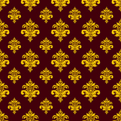 Damask seamless pattern element. Vector classical luxury old fashioned damask ornament, royal victorian seamless texture for wallpapers, textile, wrapping. Vintage exquisite floral baroque template.