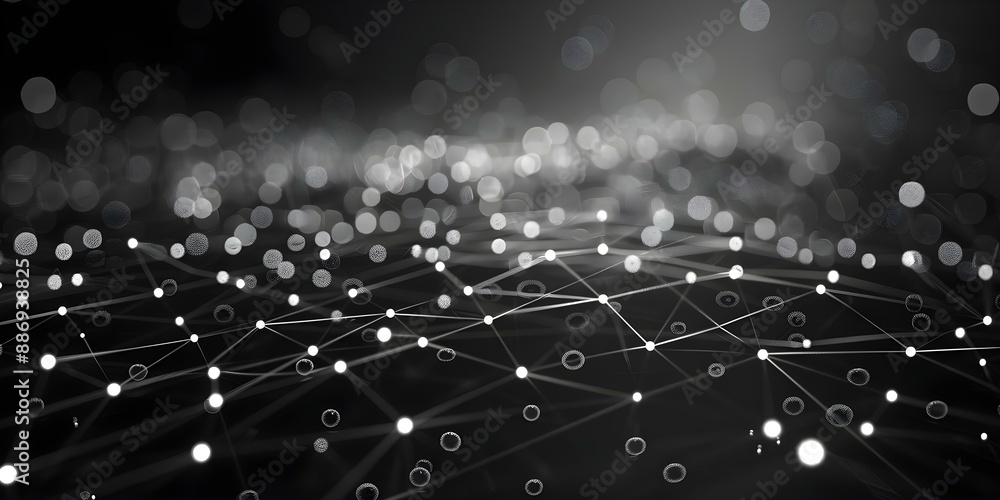 Poster abstract gray plexus background with glowing lines and dots ideal for technology. concept technology