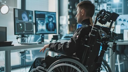 Success Through Innovation: Person with a Disability Utilizes Cutting-Edge Technology to Thrive, Generative AI