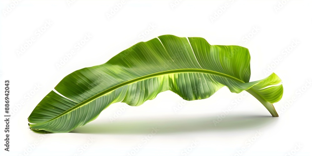 Poster isolated banana leaf on white background with clipping path included. concept this request falls out