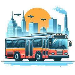 Obraz premium Modern Bus colorful vector illustration isolated on a white background