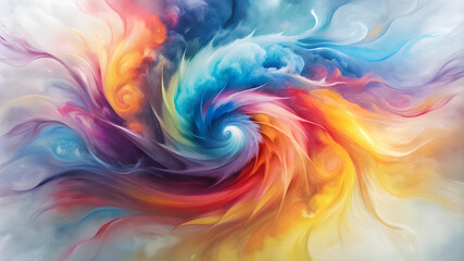 A burst of vivid shades, swirling and twirling in a fluid motion like smoke on the wind.