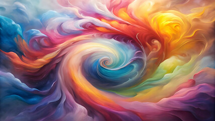 A burst of vivid shades, swirling and twirling in a fluid motion like smoke on the wind.