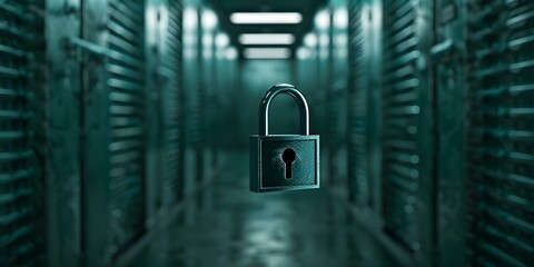 Protect financial data with encryption and network security Background with copy space. Concept Financial Security, Encryption, Network Security, Copy Space, Background