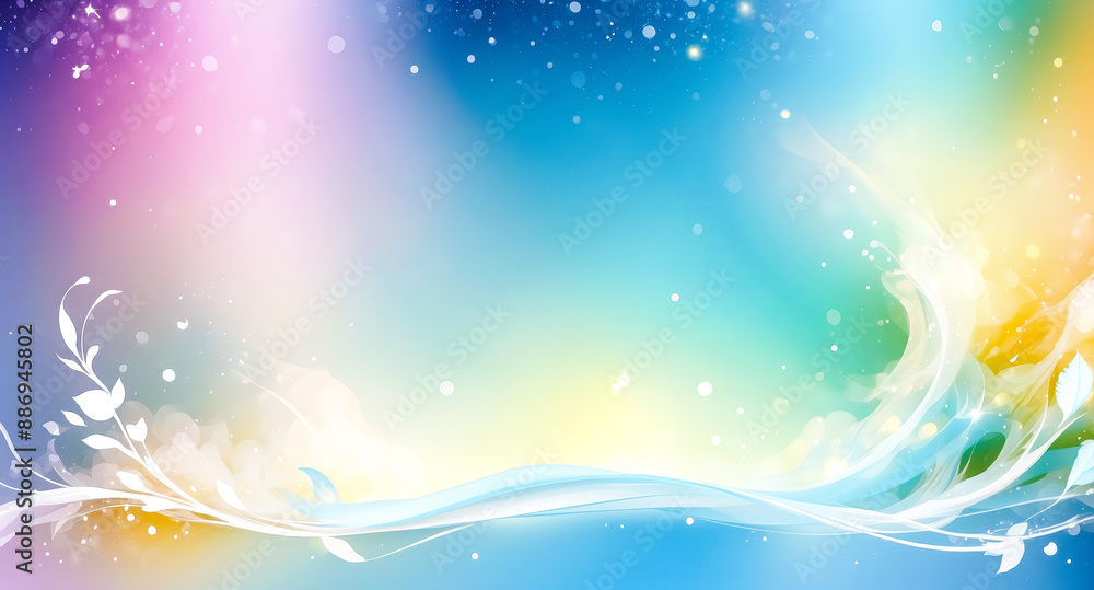 Poster abstract colorful background with floral design and bokeh