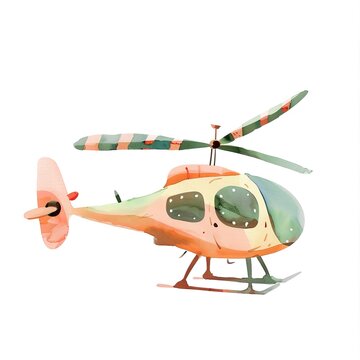 recommend clip art: Watercolor style cartoon helicopter on transparent background