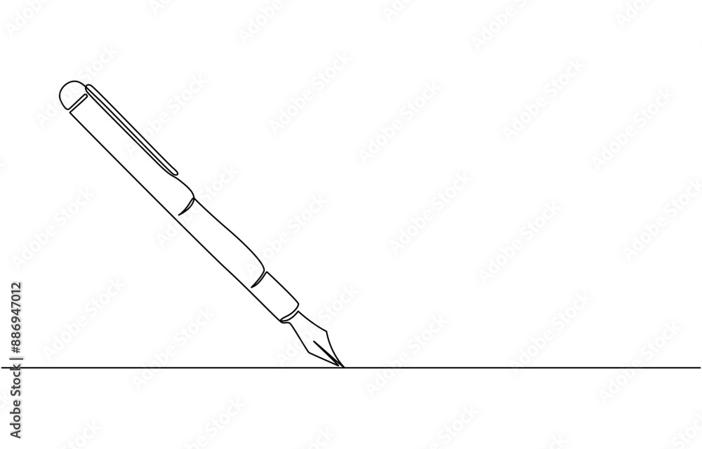 Poster continuous one line art simple pencil sketch outline vector illustration, continuous line drawing of