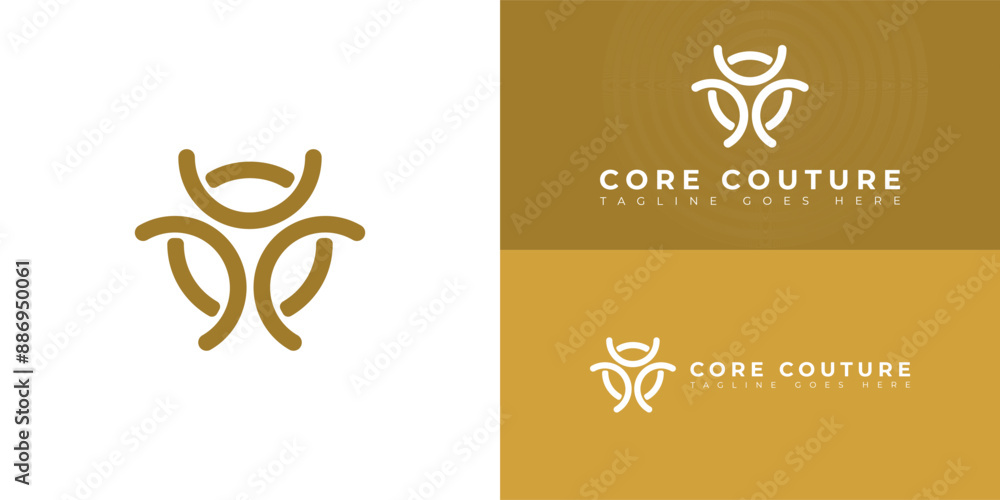 Poster abstract initial circle letter c or cc logo in yellow color isolated on multiple background colors. 
