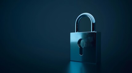 Naklejka premium Digital padlock for computing system on dark blue background.