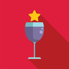 Single glass of wine with a star appearing above representing a five star rating