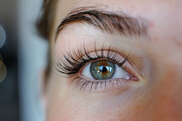 Obraz premium delicate eyelash extensions are bonded to natural lashes