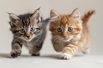 Obraz premium Cute puppies or kittens in playful poses, suitable for pet-related articles or advertisements.