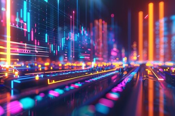 Innovative Virtual Design Displaying Stock Market Trends and Analytics