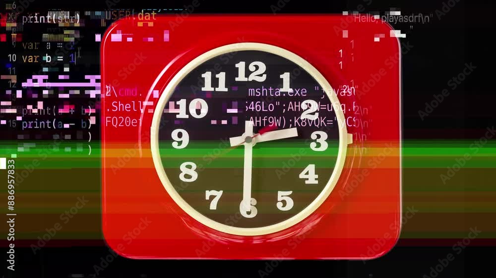 Poster clock passing time in stop motion