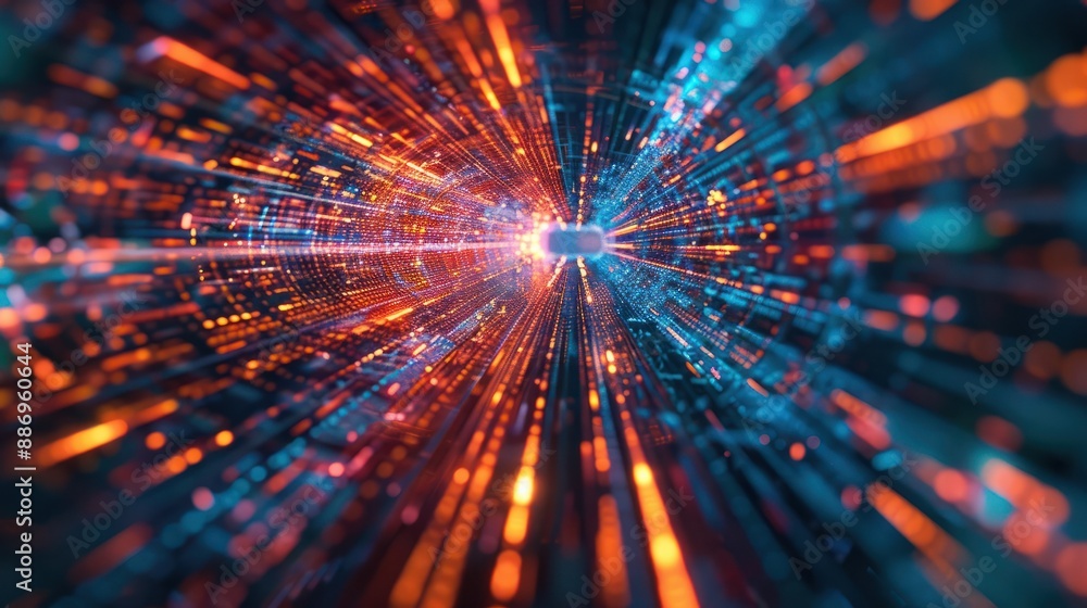 Poster digital acceleration hub, abstract representation of a central hub where digital speed technology co