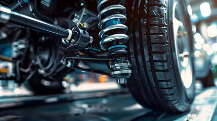 Closeup of springs, shock absorbers rad shock Absorbers focus on suspension
