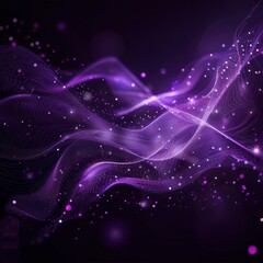 Fototapeta premium Digital purple particles wave and light abstract background with shining dots stars. Job ID: 7bc87f4f-725c-458f-bbdc-534e1d1e69b7