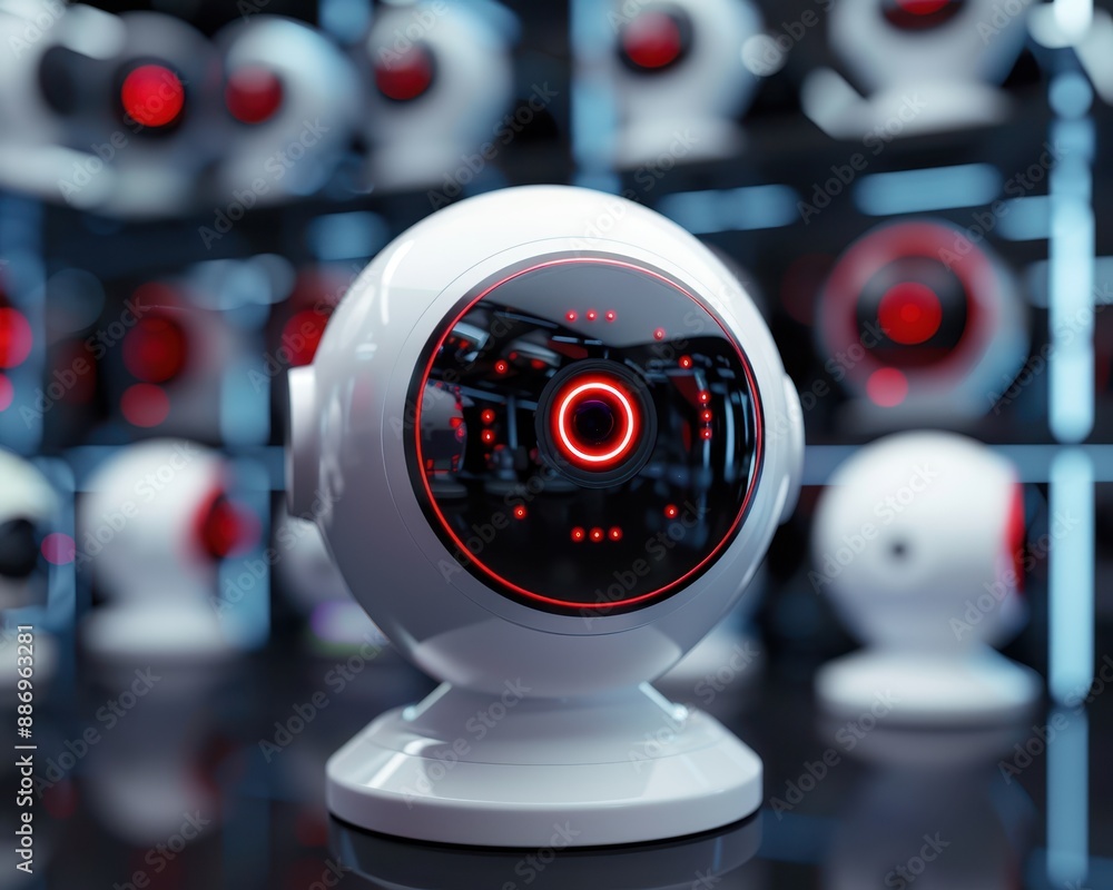 Poster modern robotic device with a futuristic design, featuring advanced technology and sleek aesthetics i